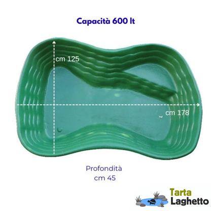 Laghetto per tartarughe: piattaforma rigida da 600 litri