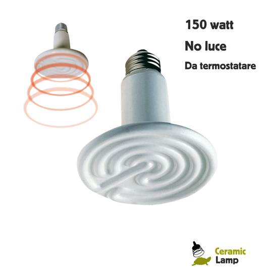 Lampada in ceramica per riscaldamento rettili senza luce 150 watt