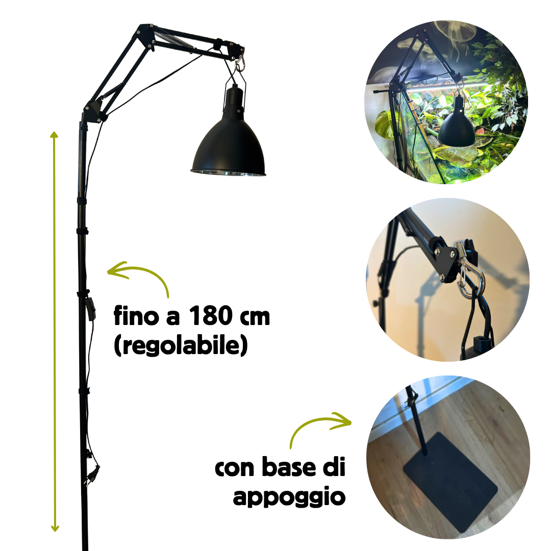 Supporto per portalampada rettili professionale fino a 180 cm 